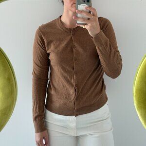 J. Crew Brown Long Sleeve 100% Cotton Cardigan Sweater